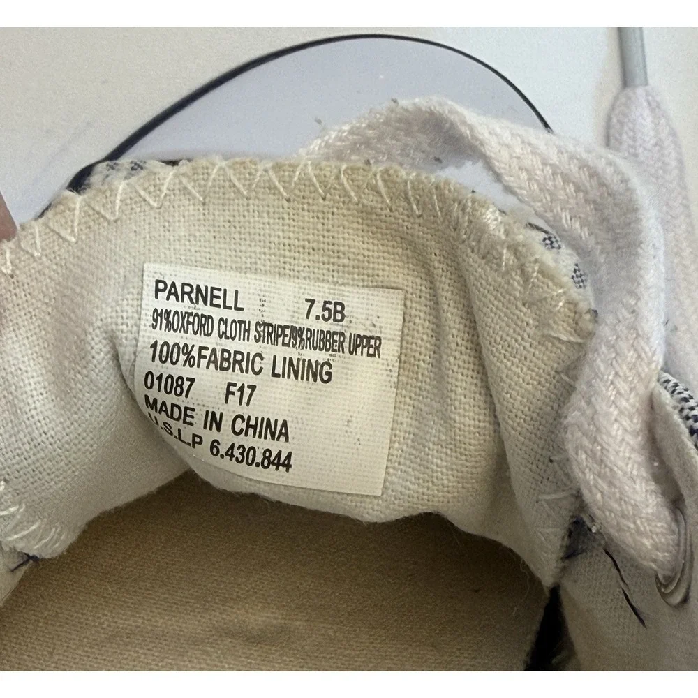 Polo Ralph Lauren Parnell Womens Sneaker 7.5B Blue White Striped Canvas Shoe